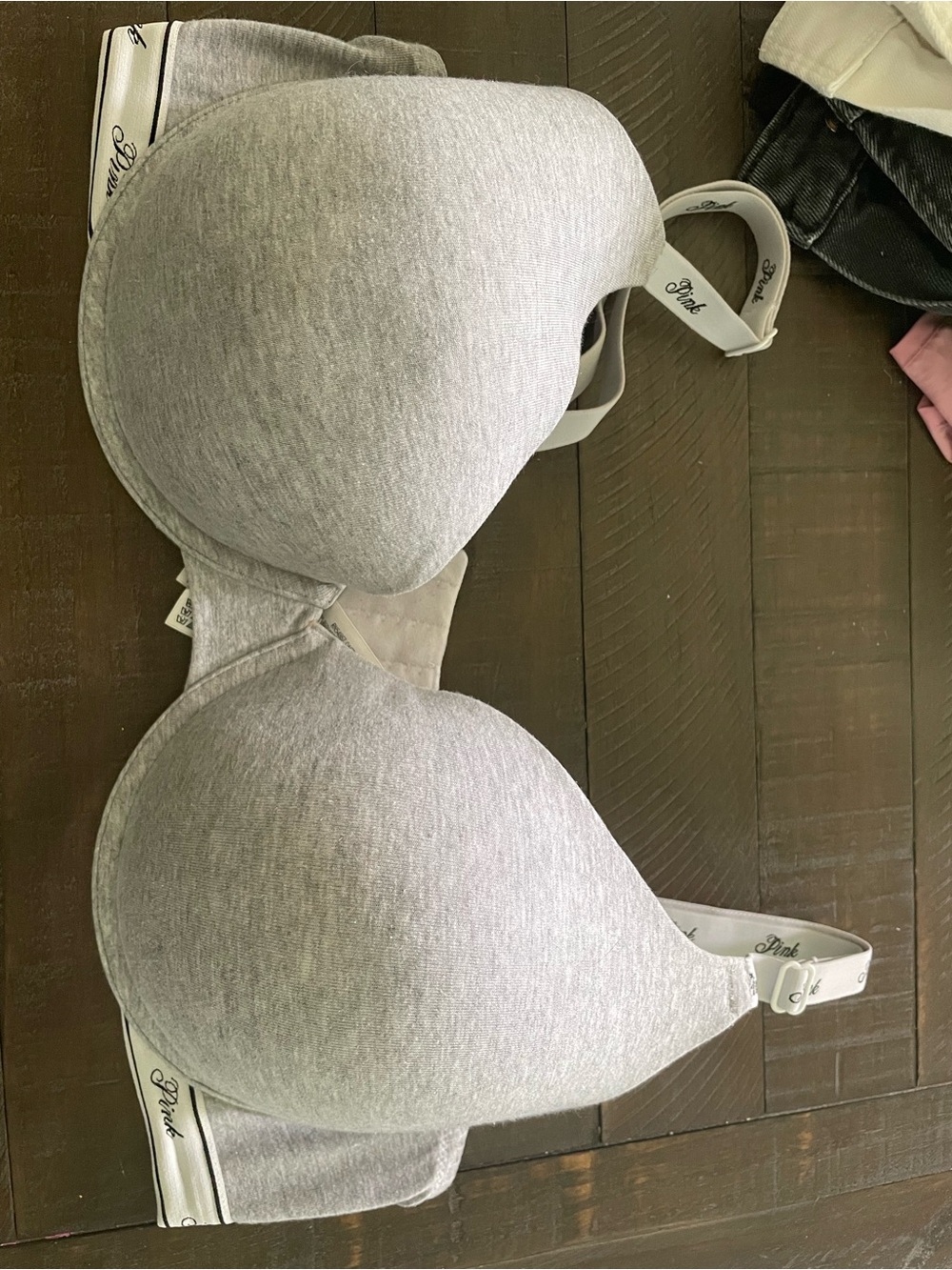 Victoria’s Secret Light Gray Padded Bra with Pink Logo